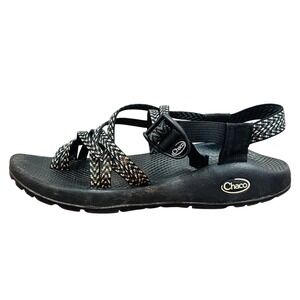 Chaco Z/Cloud 2 Womens Black White Patterned Toe Loop Hiking Sandals